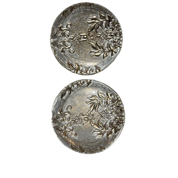 Red Pomegranate Hand Painted Golden Glass Petite Plate Dish Set of 2 - Picture 4 of 7